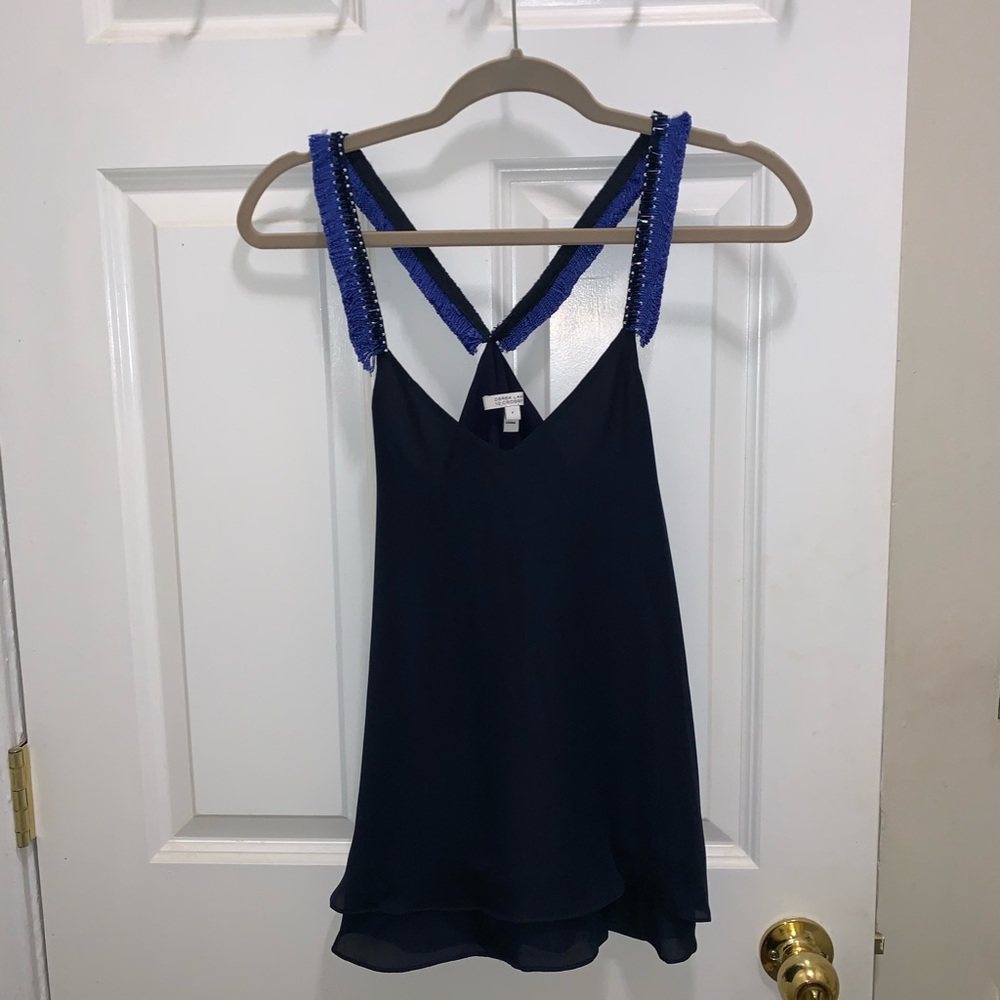 Derek Lam 10 Crosby Silk Tank with Beaded Straps